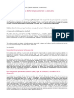 Propuesta para la práctica de la lengua oral en la escuela