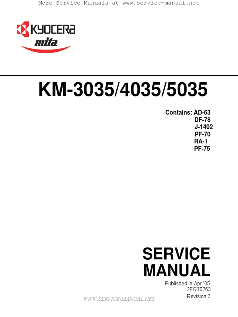 KM-3035, KM-4035, KM-5035 Service Manual | Image Scanner