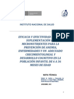 Nota Técnica 2012 -7_ Eficacia y Efectividad de La Suplementación de Micronutrientes Para La Prevención de Anemia
