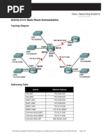 Activity 6.4.4: Basic Route Summarization: Topology Diagram