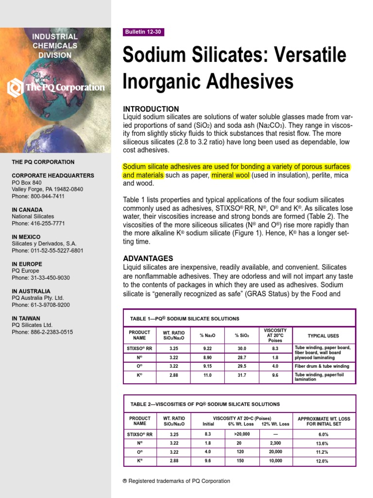Sodium Silicates Versatile Adhesives Adhesive Surfactant Free 30day Trial Scribd