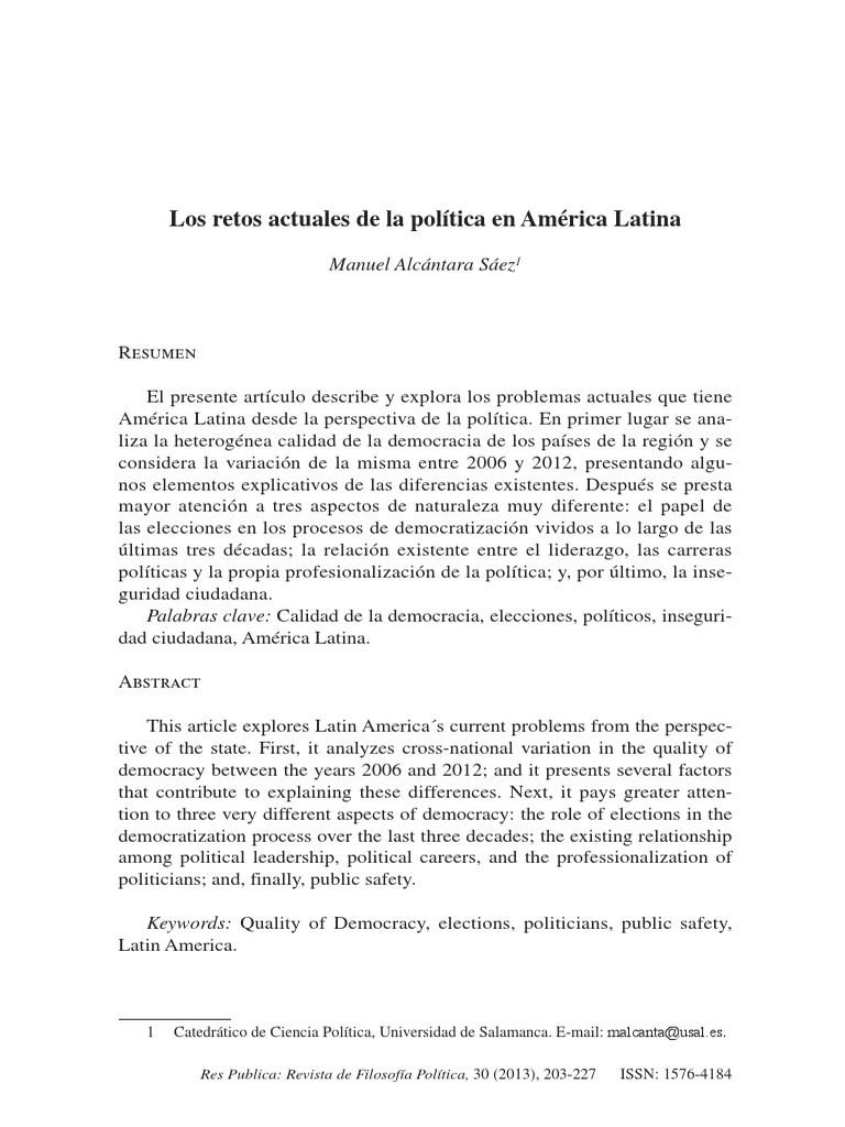 Los Retos Actuales de La Política en América Latina | PDF | America ...