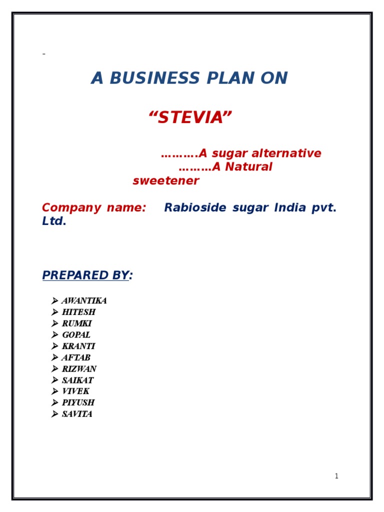 Stevia Project PDF Sugarcane Agriculture