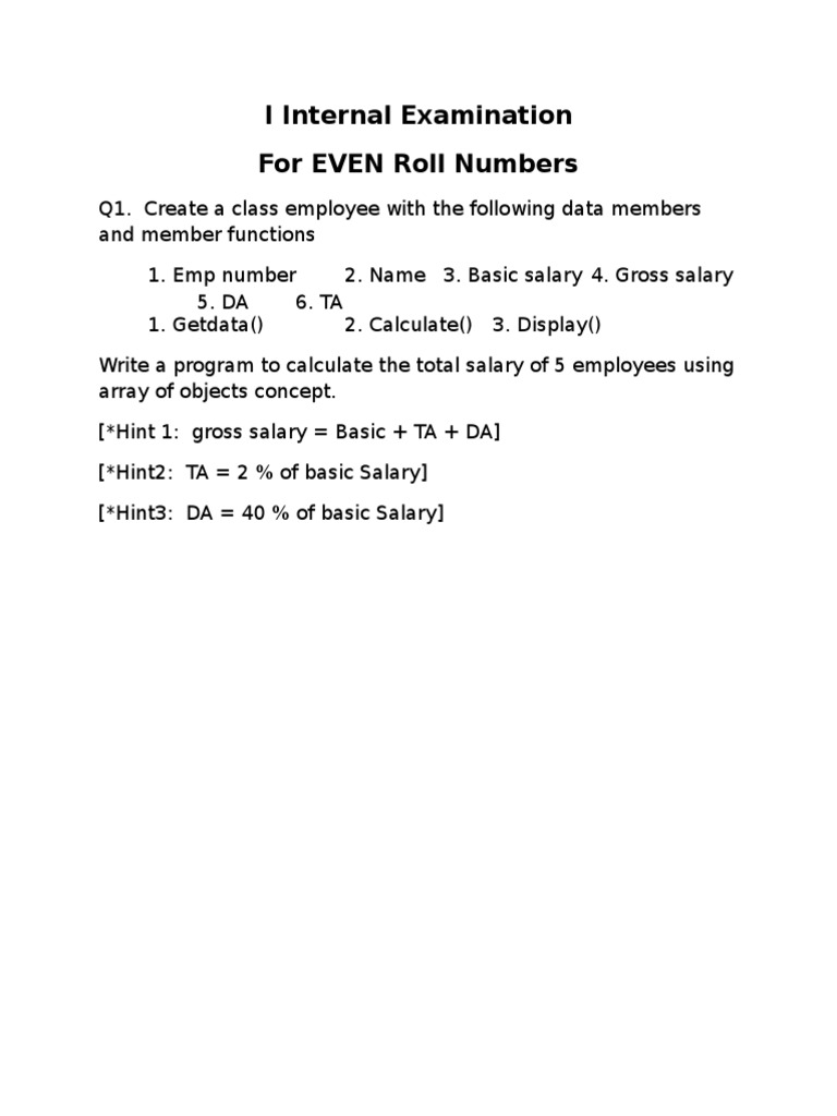 Employee Salary Calculation Program | PDF