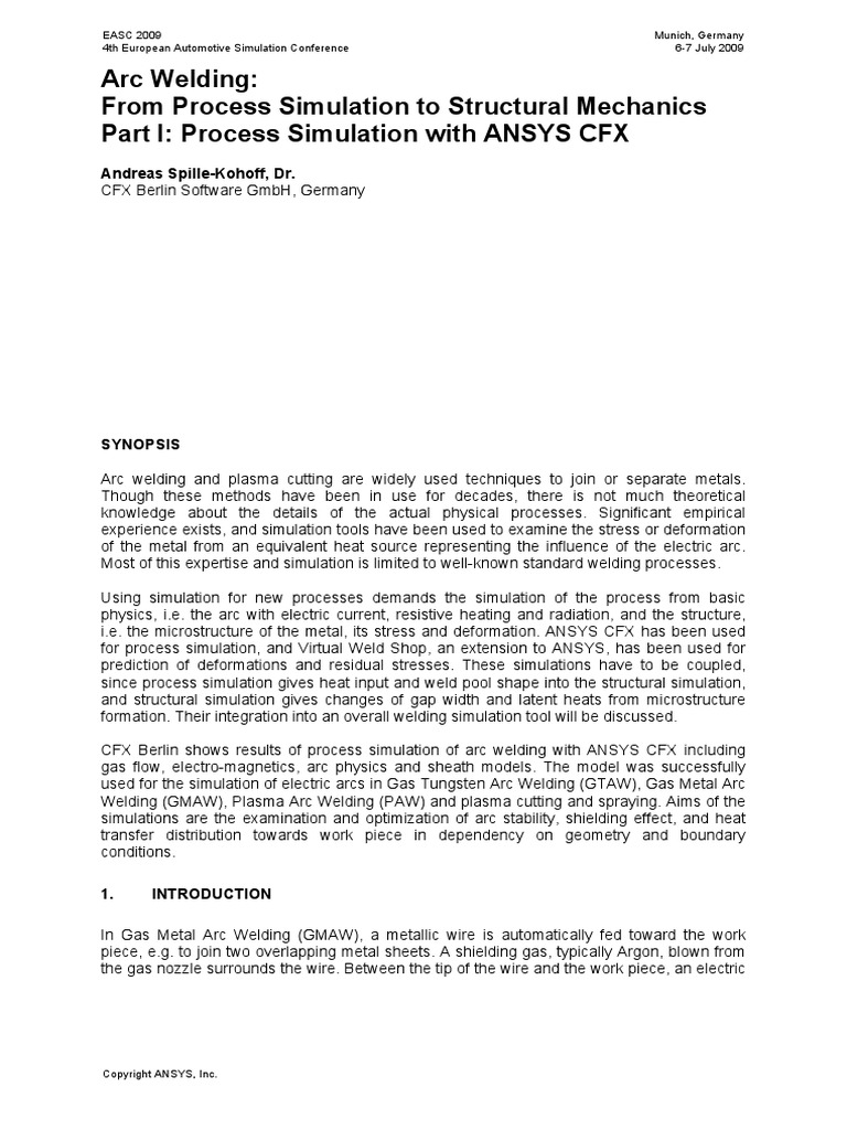 Arc Welding From Process Simulation To Structural Mechanics PDF | PDF
