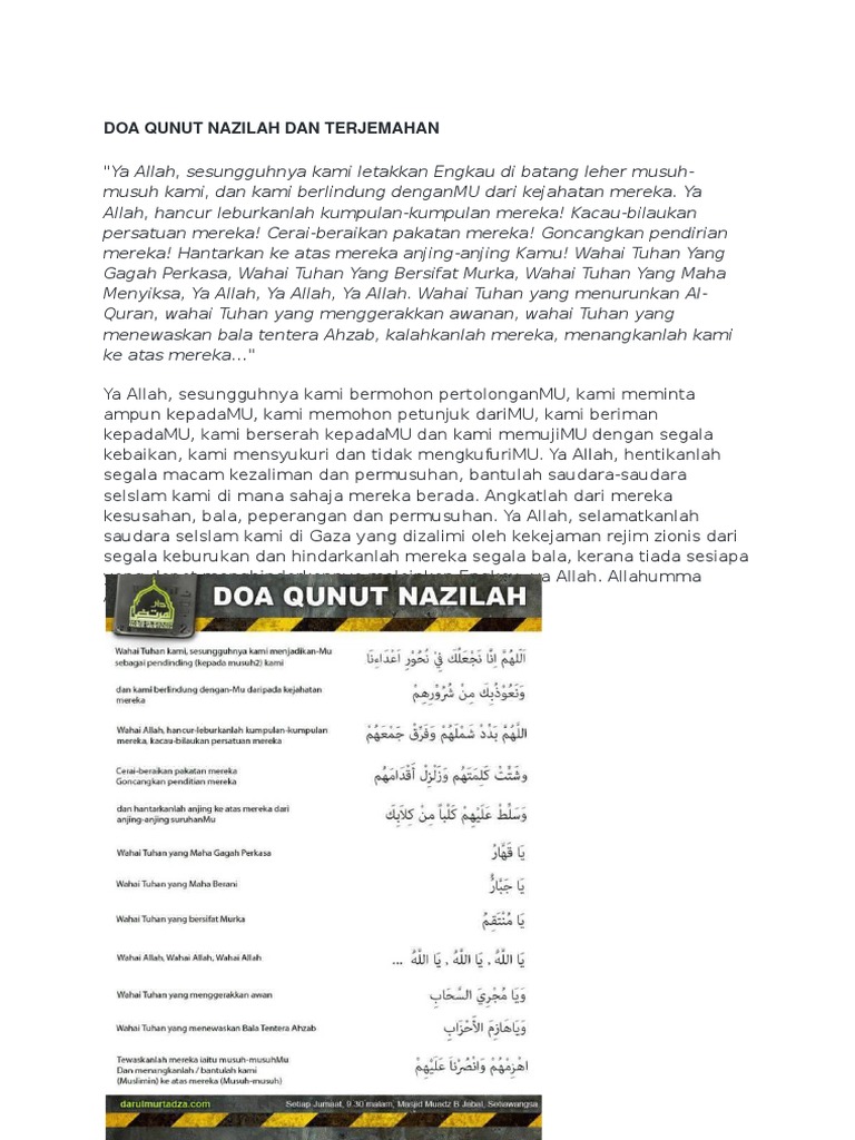 Doa Qunut Nazilah Dan Terjemahan Pdf