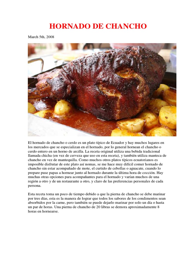 Hornado De Chancho Pdf Pdf Marinado Cocina De Las Americas