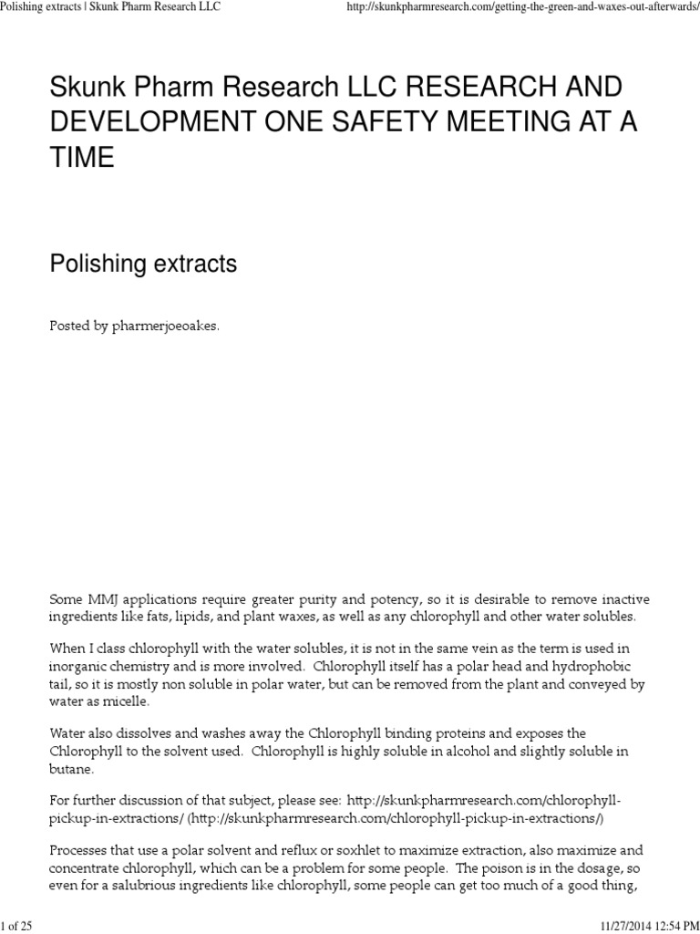 Polishing Extracts Skunk Pharm Research LLC PDF PDF Solubility