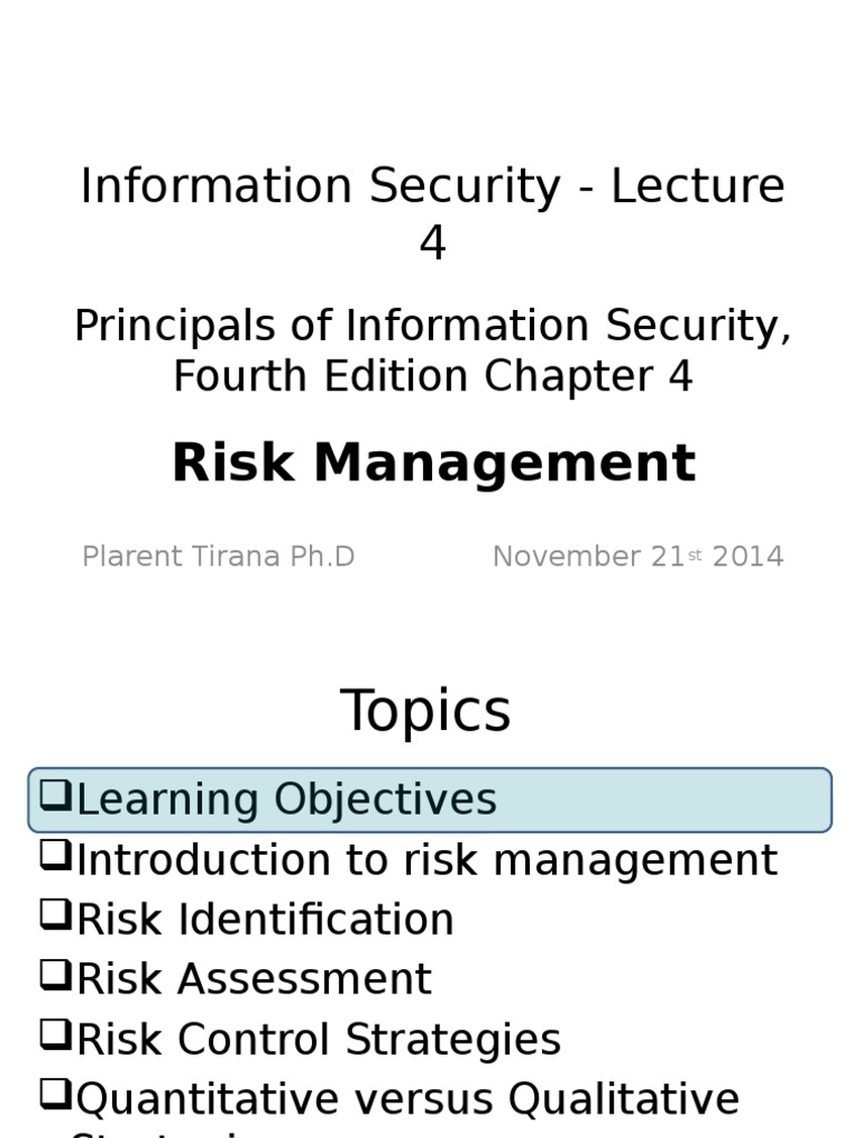 Risk Management in Information Security | PDF | Threat (Computer ...