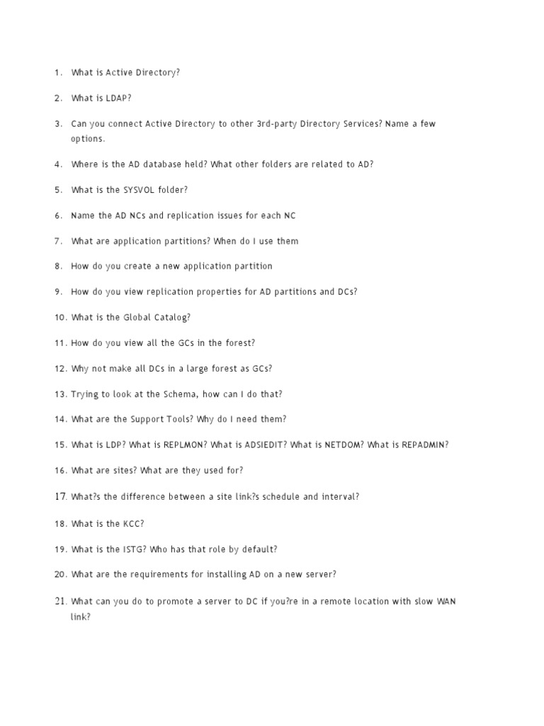 Windows Admin Interview Questions and Answers. | PDF | Active Directory ...