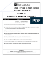 SAT Paper For NTSE Aspirants