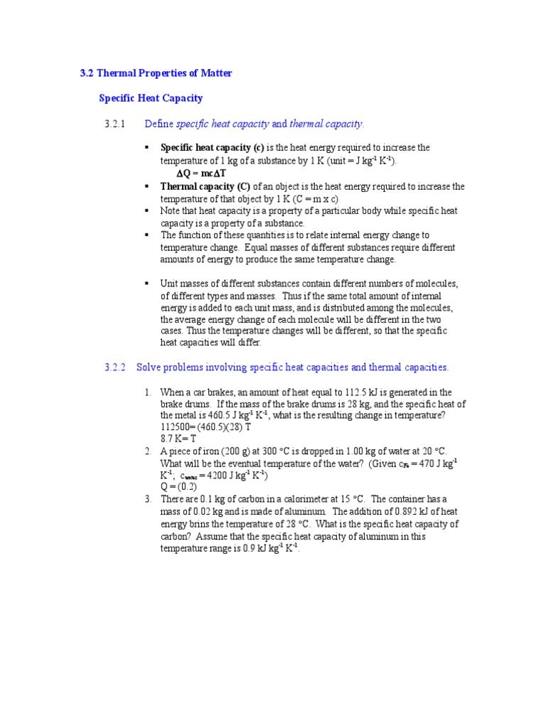 Thermal Physics - 2 | PDF | Heat Capacity | Heat