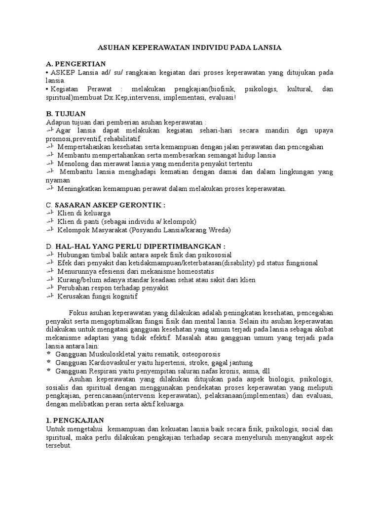 Asuhan Keperawatan Individu Pada Lansia