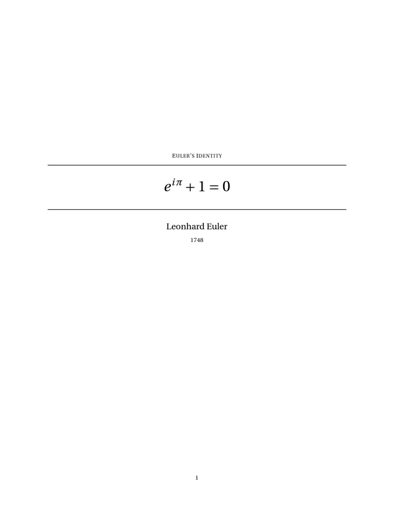 Euler's Identity Explained | PDF