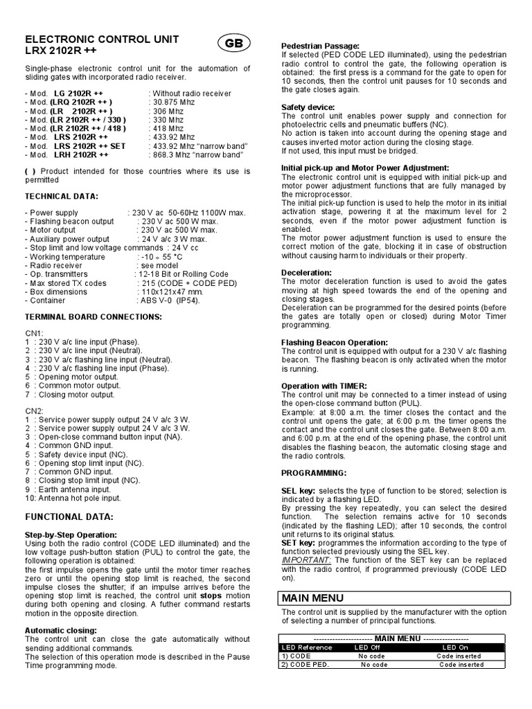 LRX 2102R ++ GB | PDF | Cable | Power Supply