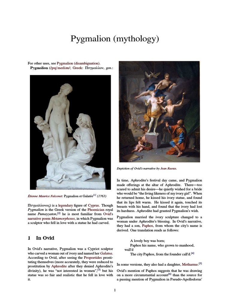 Pygmalion (Mythology) | PDF