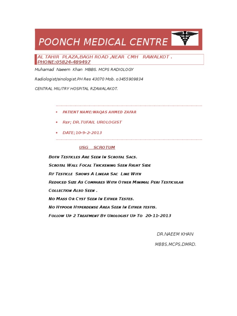 Radiology Report for Urologist | PDF | Self-Improvement | Wellness