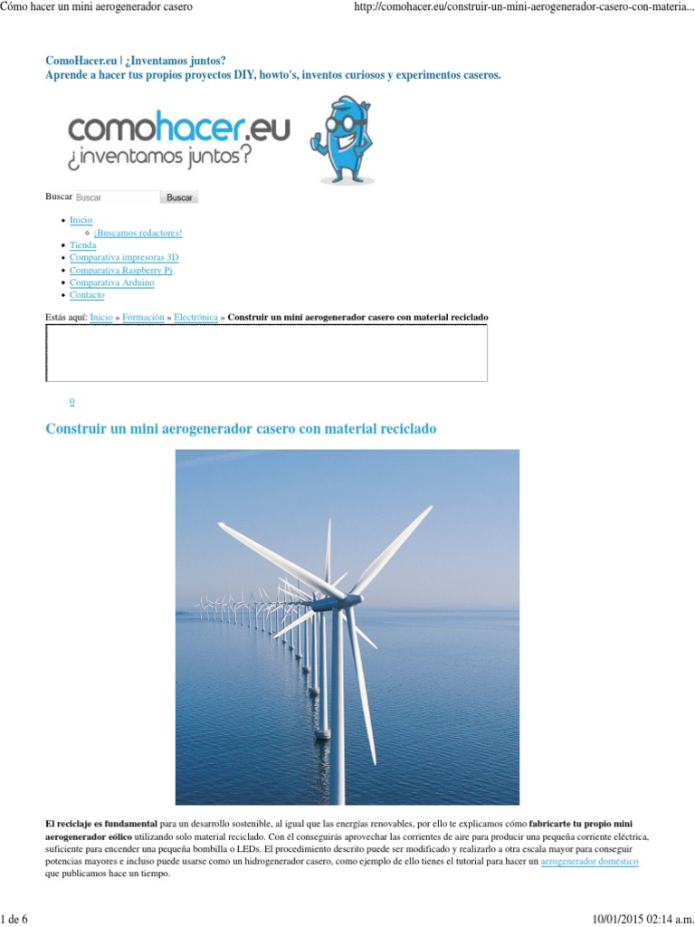 Mini aerogenerador casero reciclado | PDF | Turbina eólica | Energía eólica