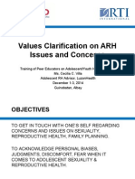 Day 1 Session 4. Values Clarification On ARH Issues and Concerns