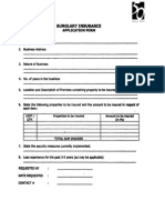 Burglary Insurance Application Form