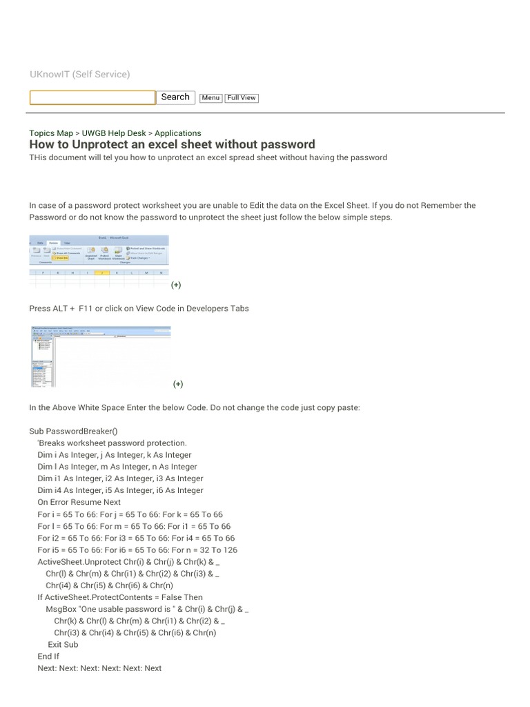 Unprotect an excel sheet without password pdf microsoft excel 