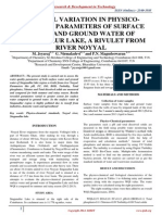 SEASONAL VARIATION IN PHYSICO-CHEMICAL PARAMETERS OF SURFACE WATER AND GROUND WATER OF SINGANALLUR LAKE, A RIVULET FROM RIVER NOYYAL