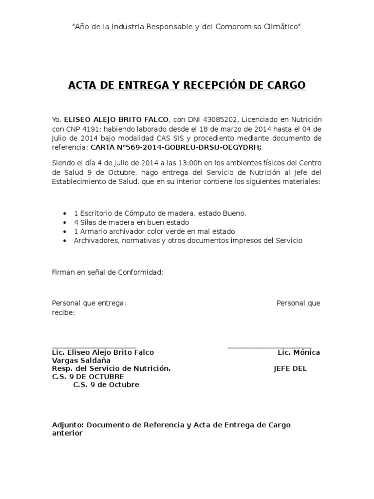 Acta de recepcion