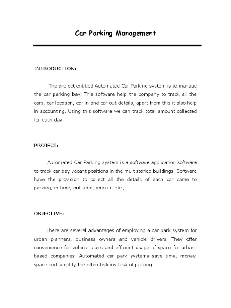 Automated Car Parking Management System | PDF | Oracle Database ...