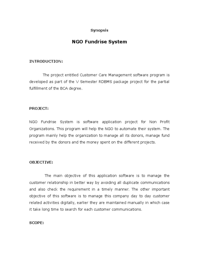 ngo management system project report