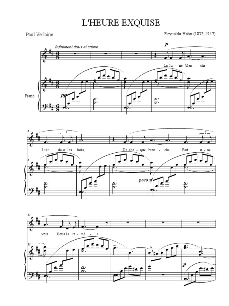 Reynaldo Hahn L Heure Exquise D Maior