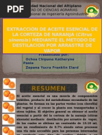 Extracción de Aceite Esencial de La Corteza De