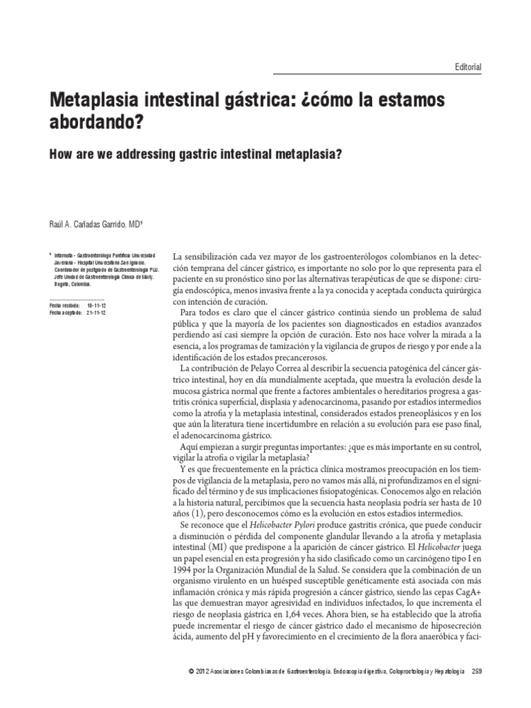 Metaplasia Intestinal | PDF | Cáncer | Diagnostico medico