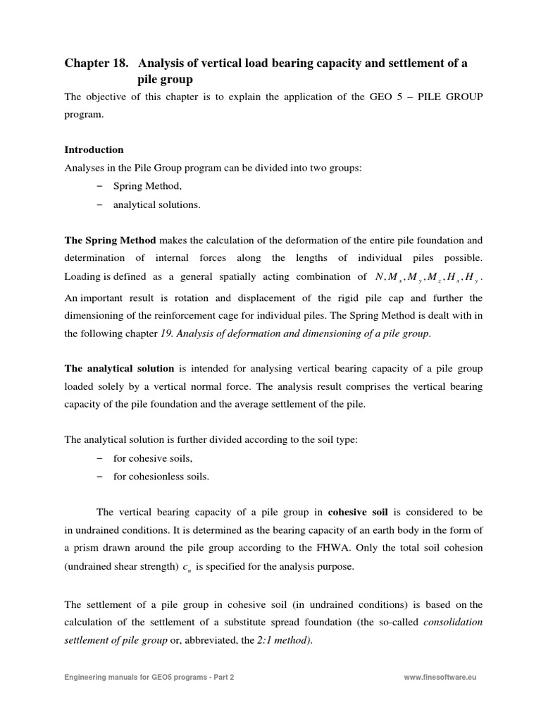 18 Analysis and Settlement of A Pile Group | PDF | Deep Foundation ...