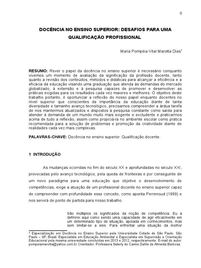 Desafios da docência no ensino superior: a necessidade de qualificação ...