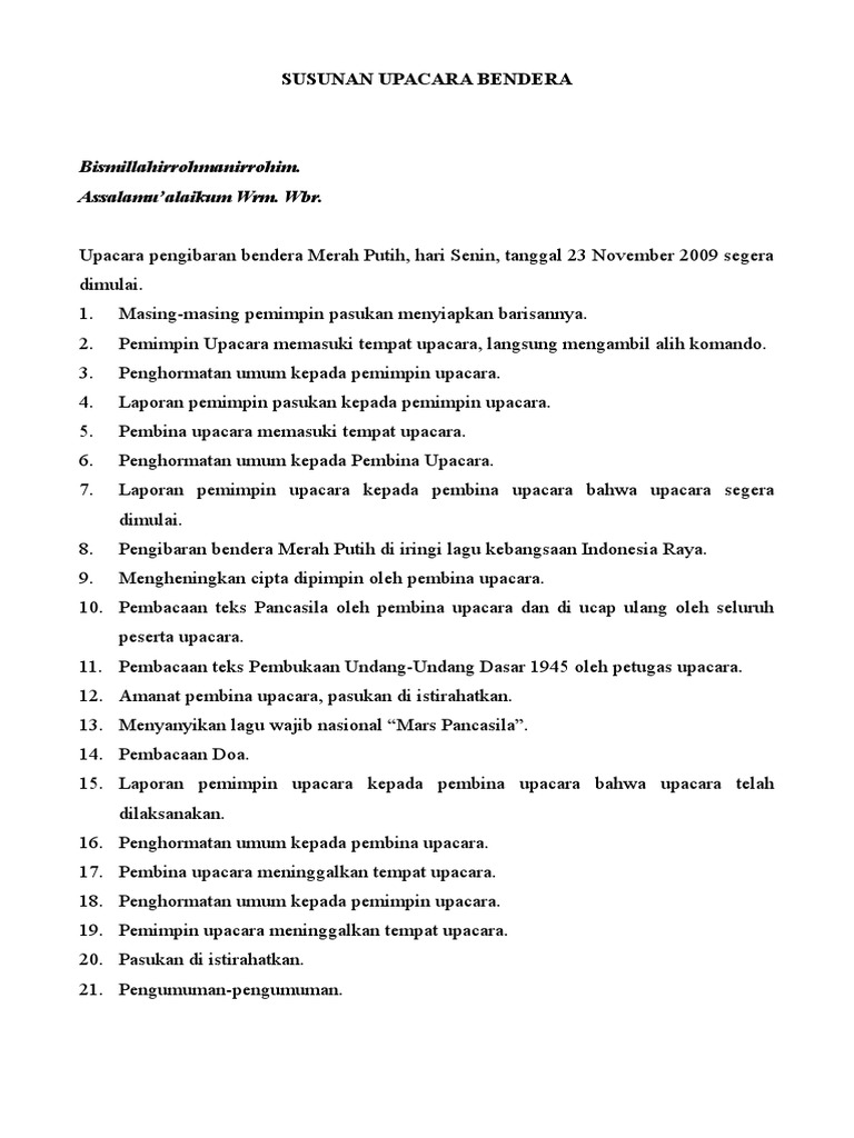 SUSUNAN UPACARA BENDERA