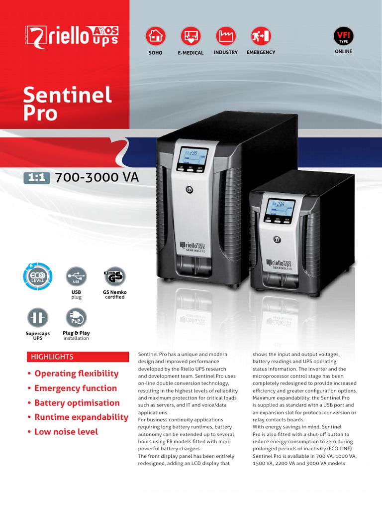 Riello Sentinel Pro UPS Overview | PDF | Power Supply | Power Inverter