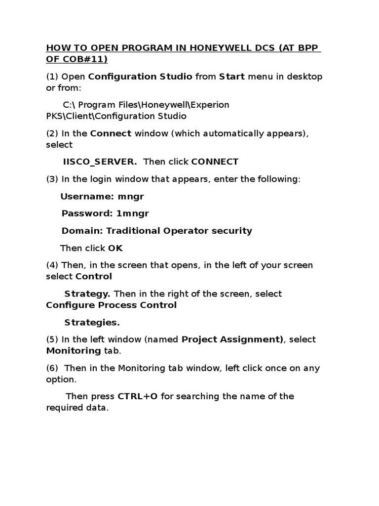 How To Open Program - Honeywell DCS | PDF