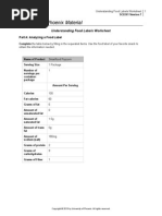 Understanding Food Labels Worksheet