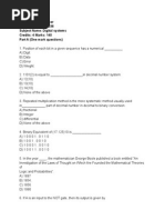 Model Question Paper Subject Code: BC0036 Subject Name: Digital Systems Credits: 4 Marks: 140 Part A (One Mark Questions)