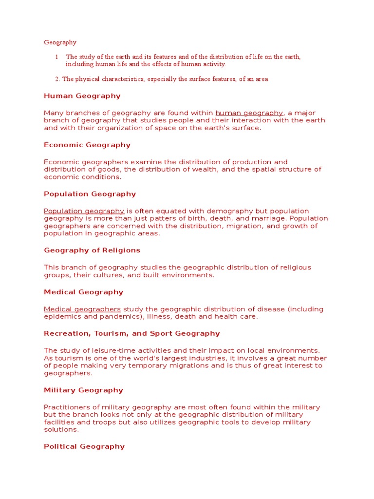 Overview of Geography Branches | PDF | Geography | Geographic ...