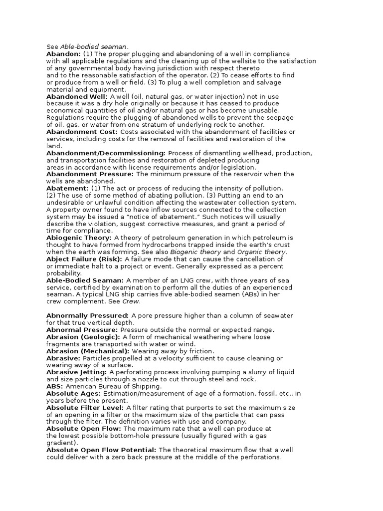 Oil and Gas Glossary Pg 1 Petroleum Natural Gas