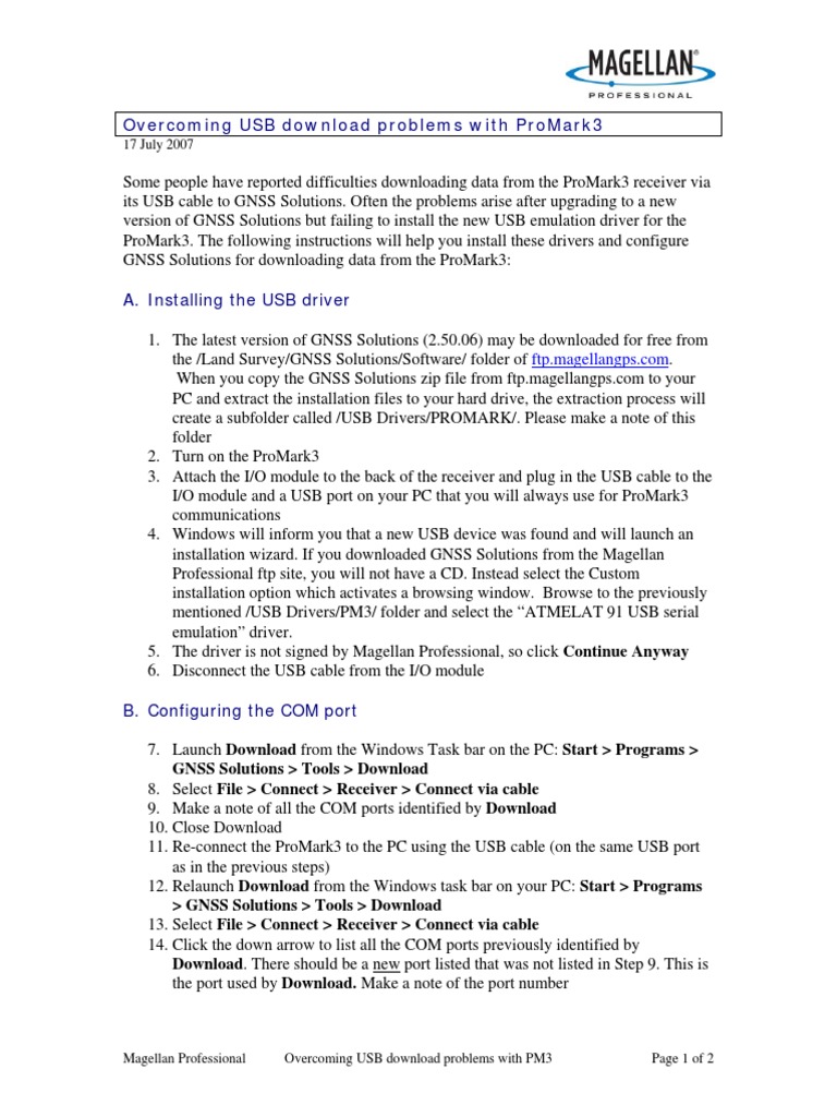 Overcoming USB Download Problems With PM3 Download Free PDF Usb