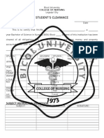 Bicol University College of Nursing Student Clearance Form
