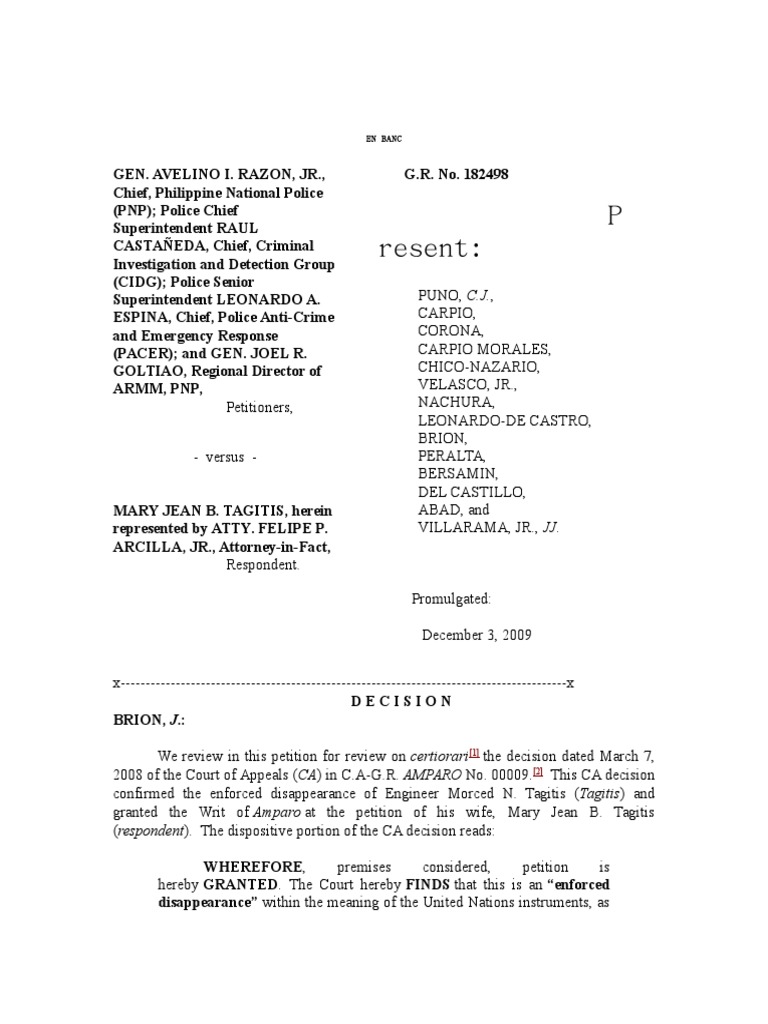 Gr182498 Razon V Tagitis | PDF | Kidnapping | Police