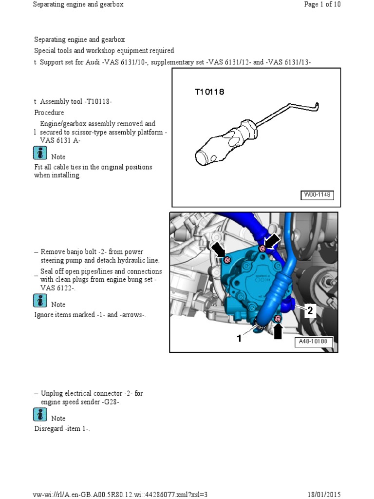 Audi R8 Engine and Gearbox Separation Guide | PDF | Electrical ...