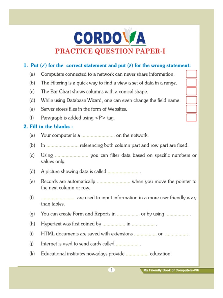 Class-8-Computer Qns PDF | PDF