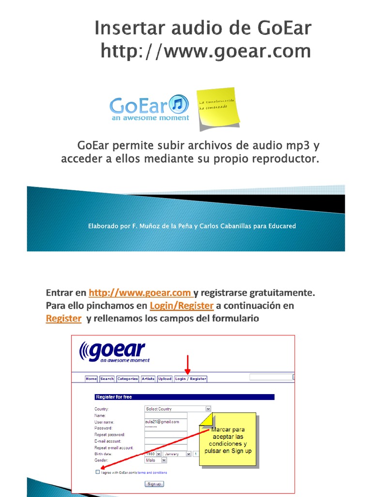 Insertar Audio de Goear | PDF