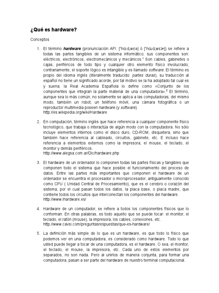 Qué Es Hardware | PDF | Hardware de la computadora | Sistema operativo
