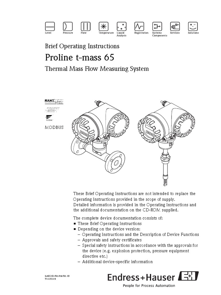 Proline T-Mass 65: Brief Operating Instructions | PDF | Pipe (Fluid ...