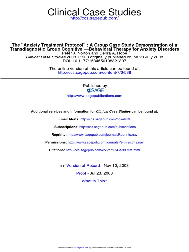 Behavioral Therapy For Anxiety Disorders | PDF | Anxiety Disorder ...